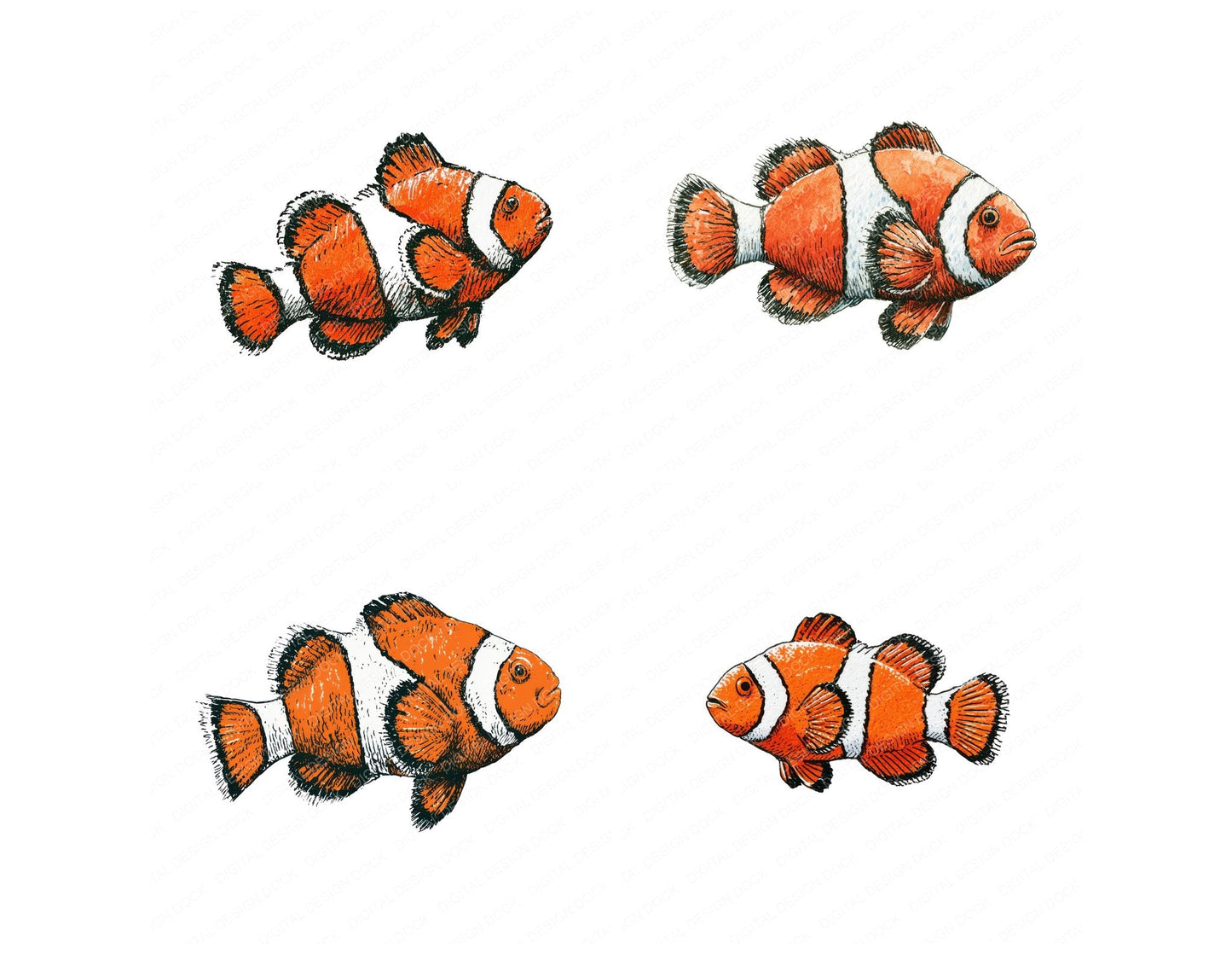 Stylised Clownfish Clipart Set (DDD013739)