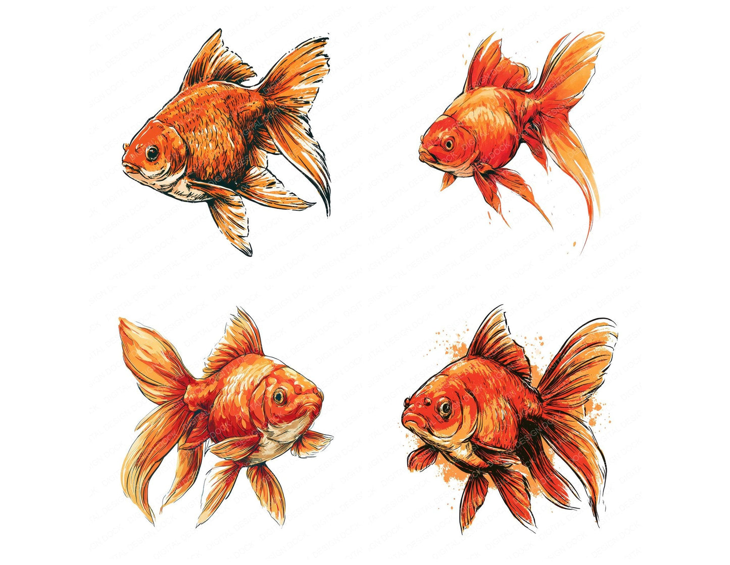 Stylised Goldfish Clipart Set (DDD013740)