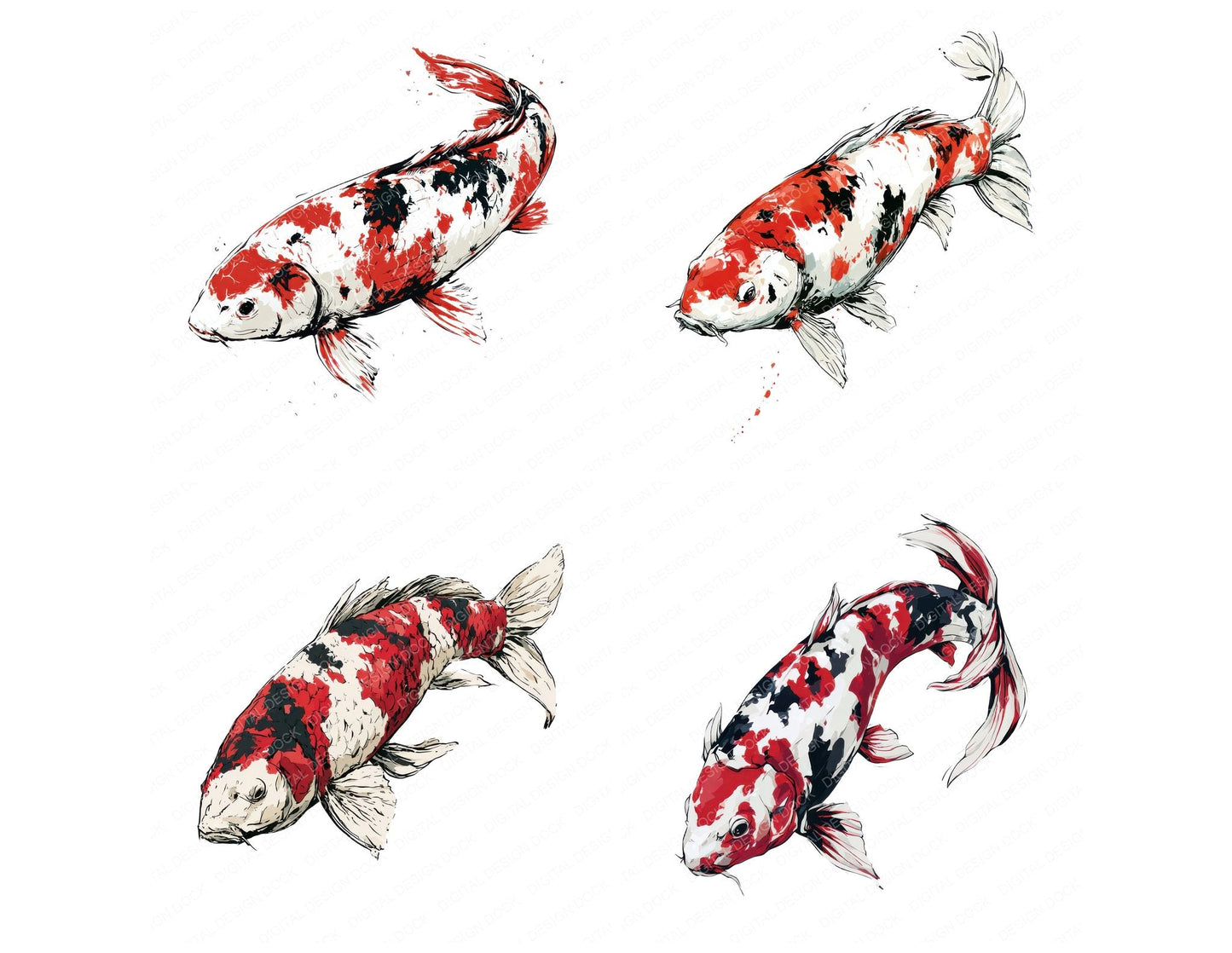 Stylised Koi Carp Clipart Set (DDD013742)