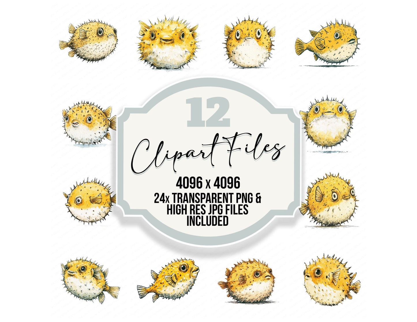 Stylised Pufferfish Clipart Set (DDD013743)