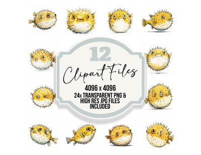 Stylised Pufferfish Clipart Set (DDD013743)