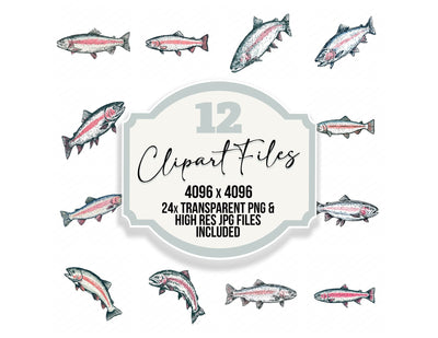 Stylised Rainbow Trout Clipart Set (DDD013744)