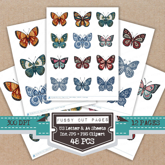Folk Art Butterfly Fussy Cut Sheets (DDD013745)
