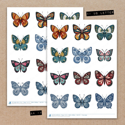 Folk Art Butterfly Fussy Cut Sheets (DDD013745)