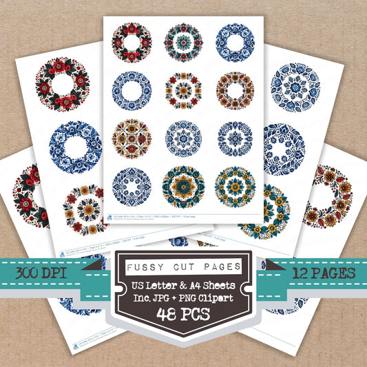 Folk Art Wreath Fussy Cut Sheets (DDD013747)