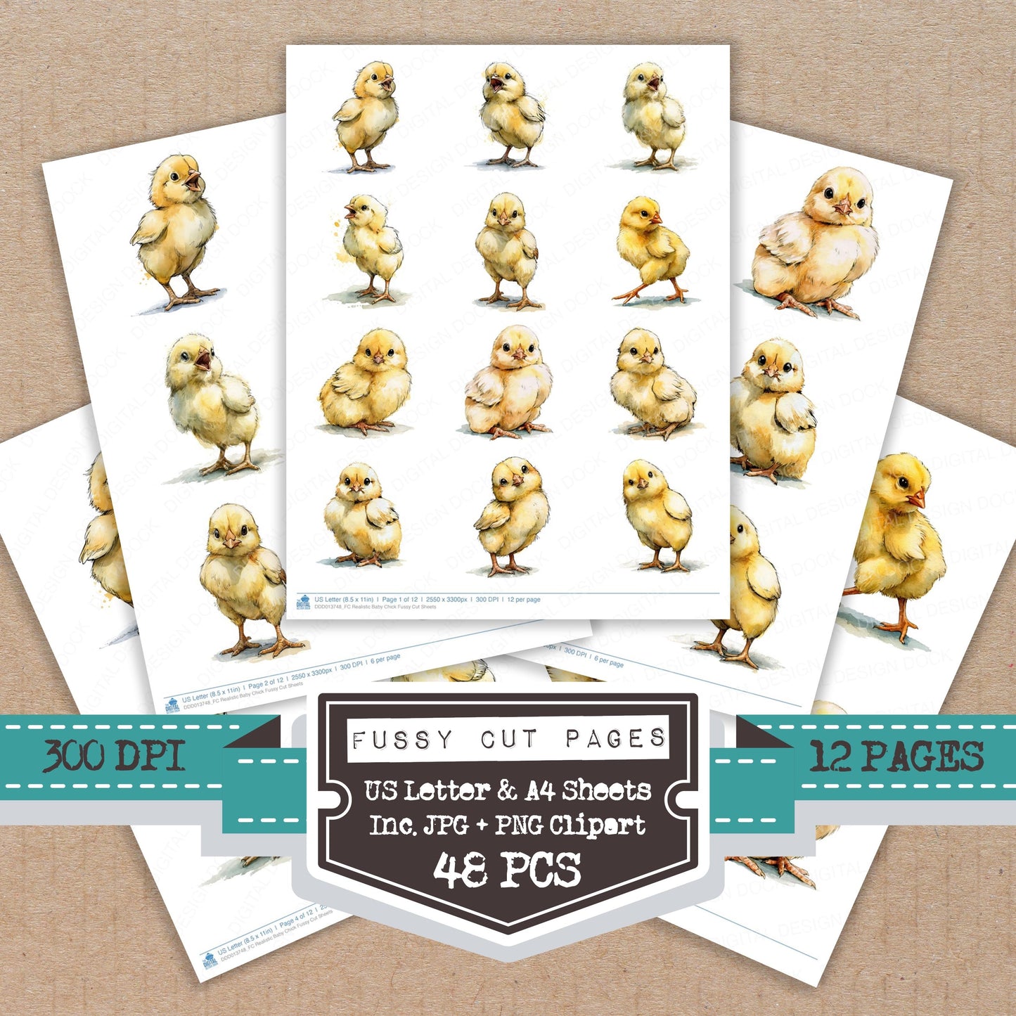 Realistic Baby Chick Fussy Cut Sheets (DDD013748)