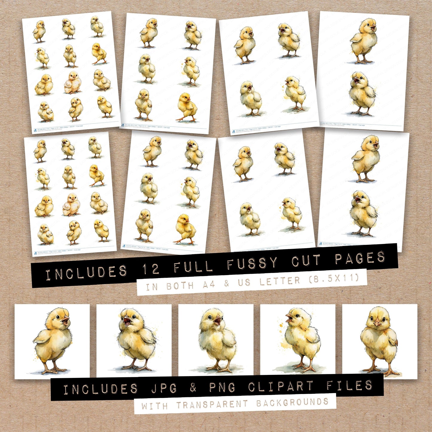 Realistic Baby Chick Fussy Cut Sheets (DDD013748)