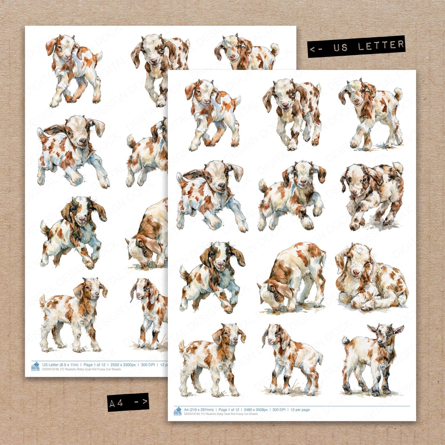 Realistic Baby Goat Kid Fussy Cut Sheets (DDD013749)