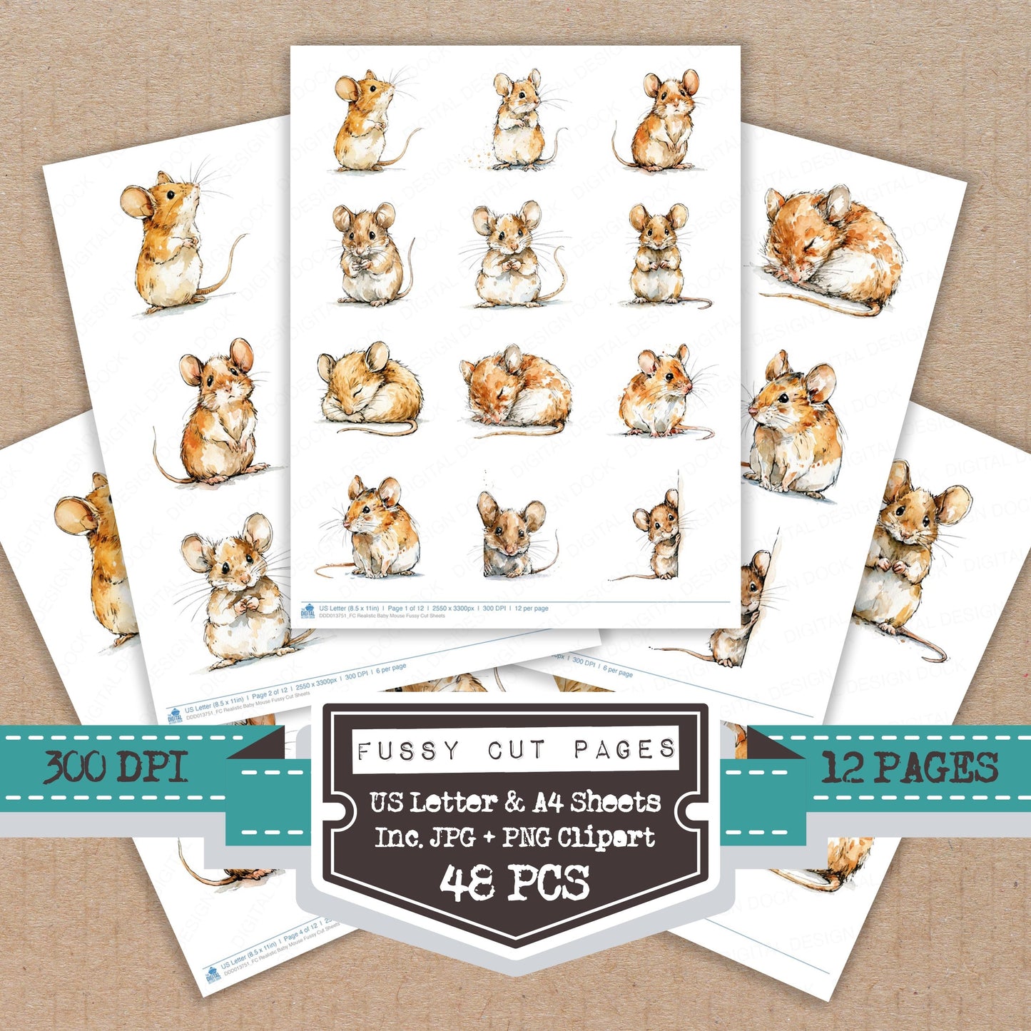 Realistic Baby Mouse Fussy Cut Sheets (DDD013751)