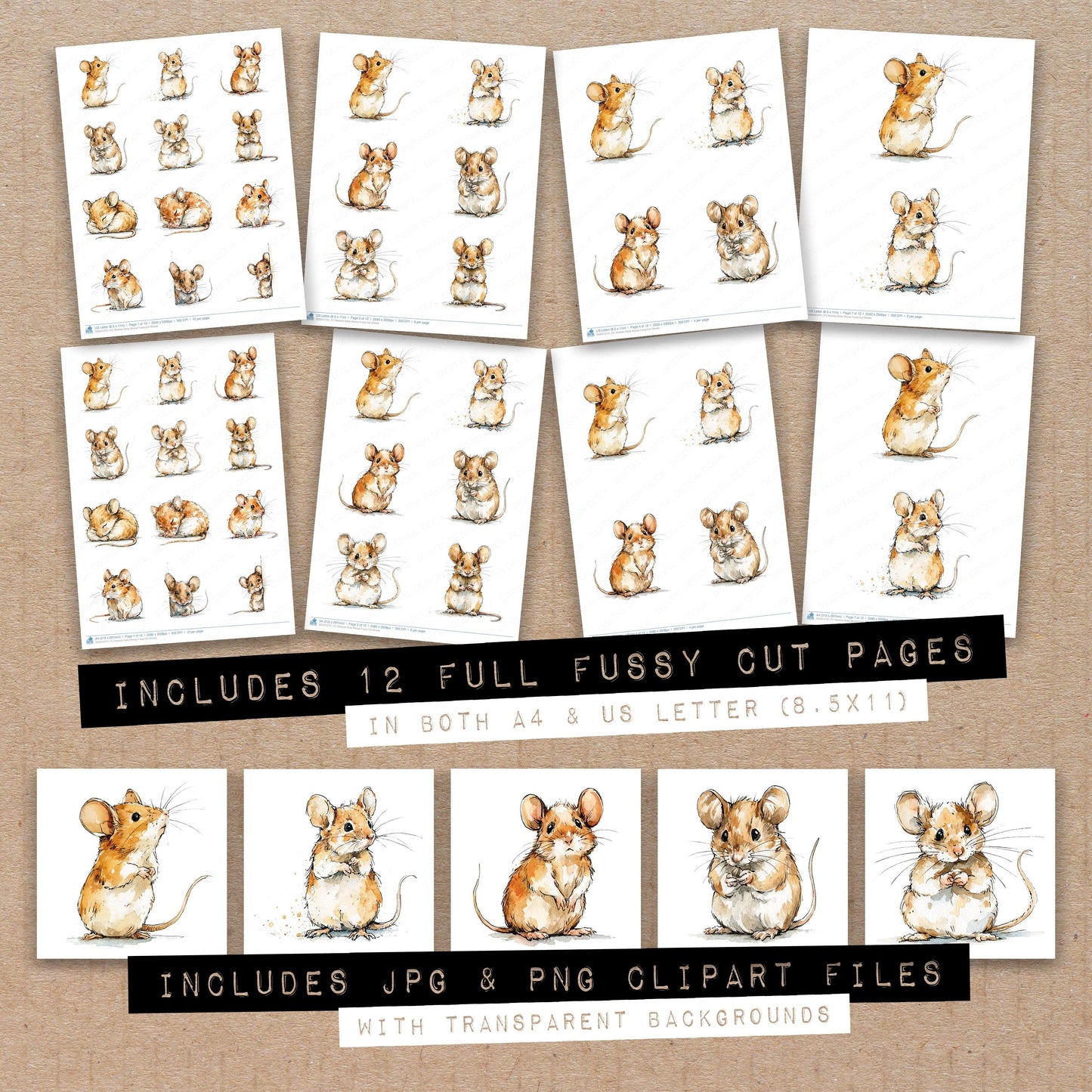 Realistic Baby Mouse Fussy Cut Sheets (DDD013751)