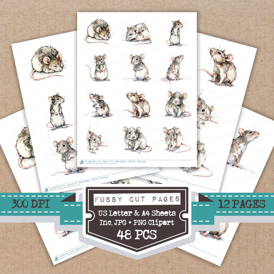 Realistic Baby Rat Fussy Cut Sheets (DDD013754)