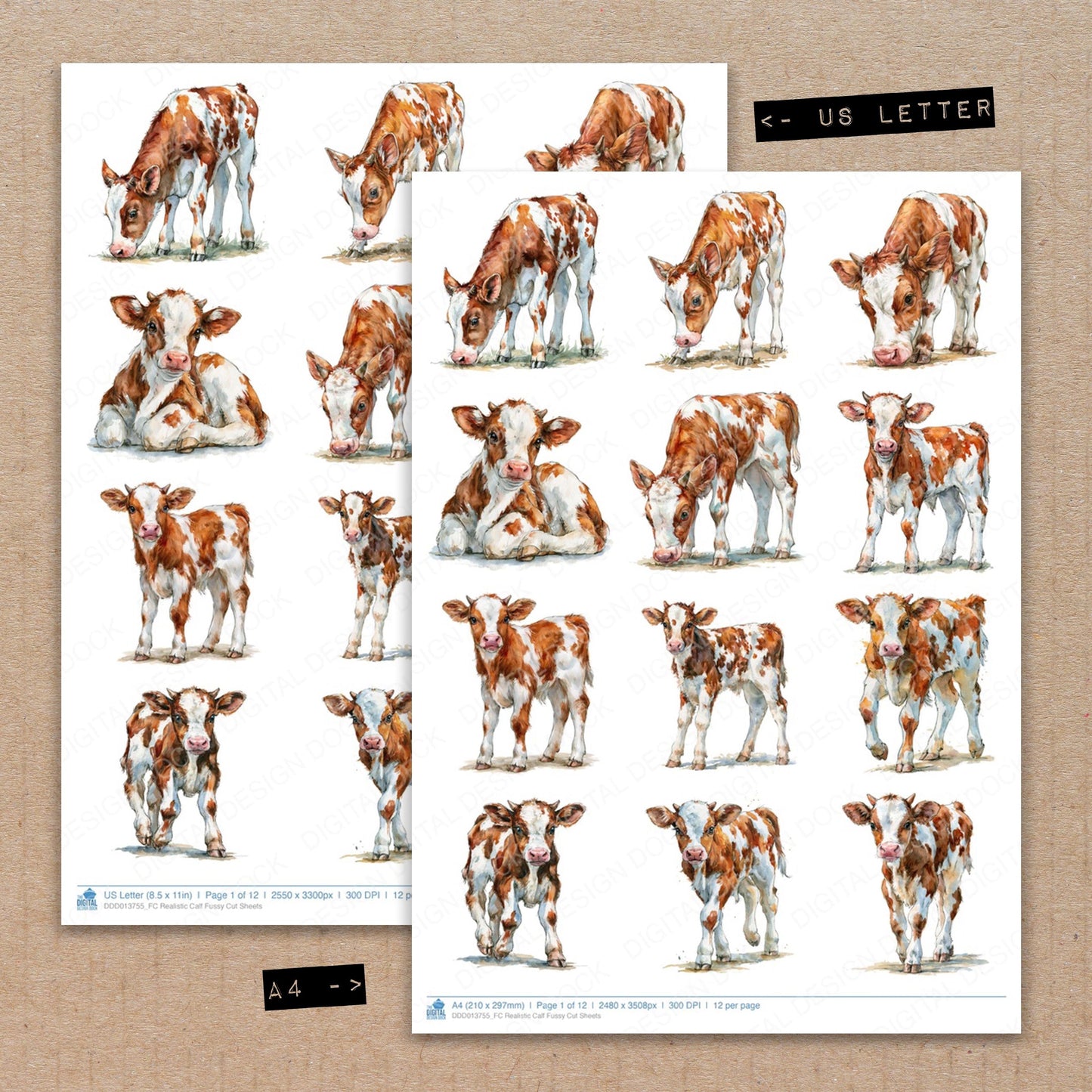 Realistic Calf Fussy Cut Sheets (DDD013755)