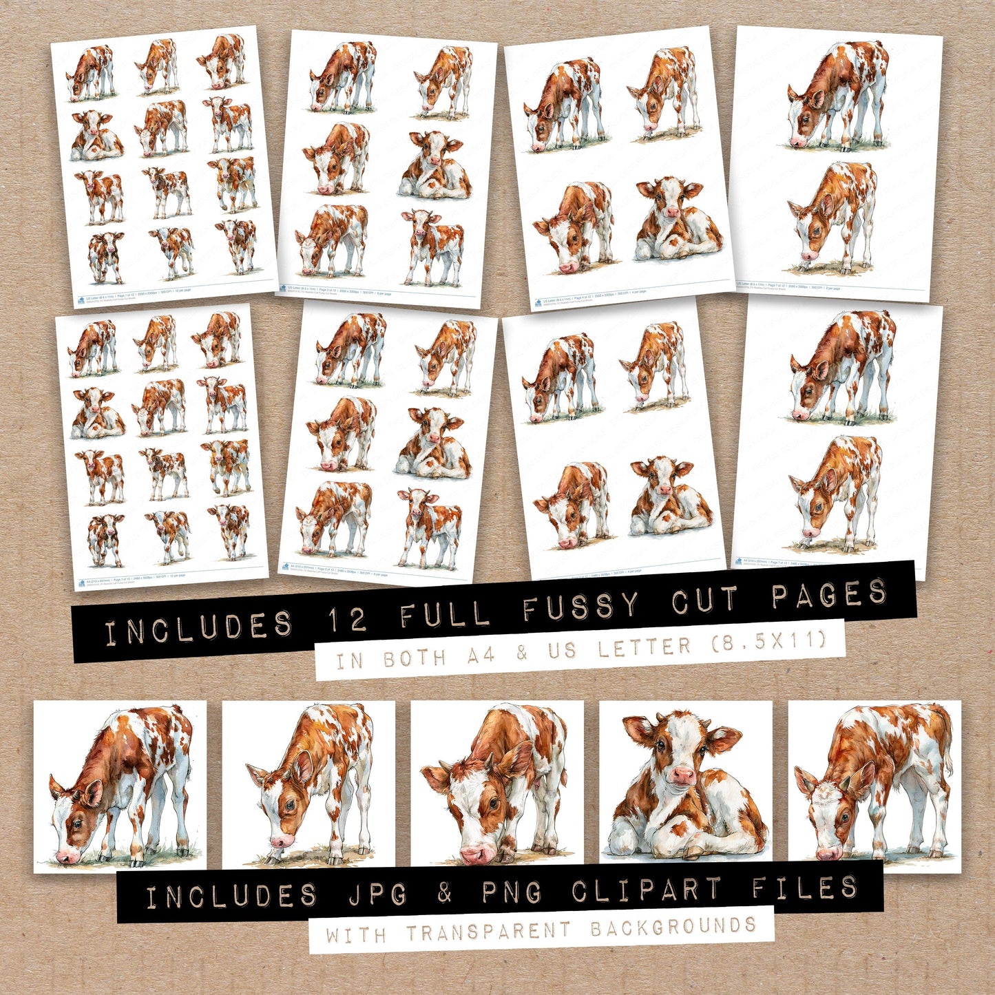 Realistic Calf Fussy Cut Sheets (DDD013755)