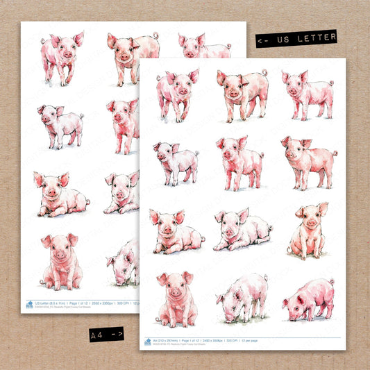 Realistic Piglet Fussy Cut Sheets (DDD013756)