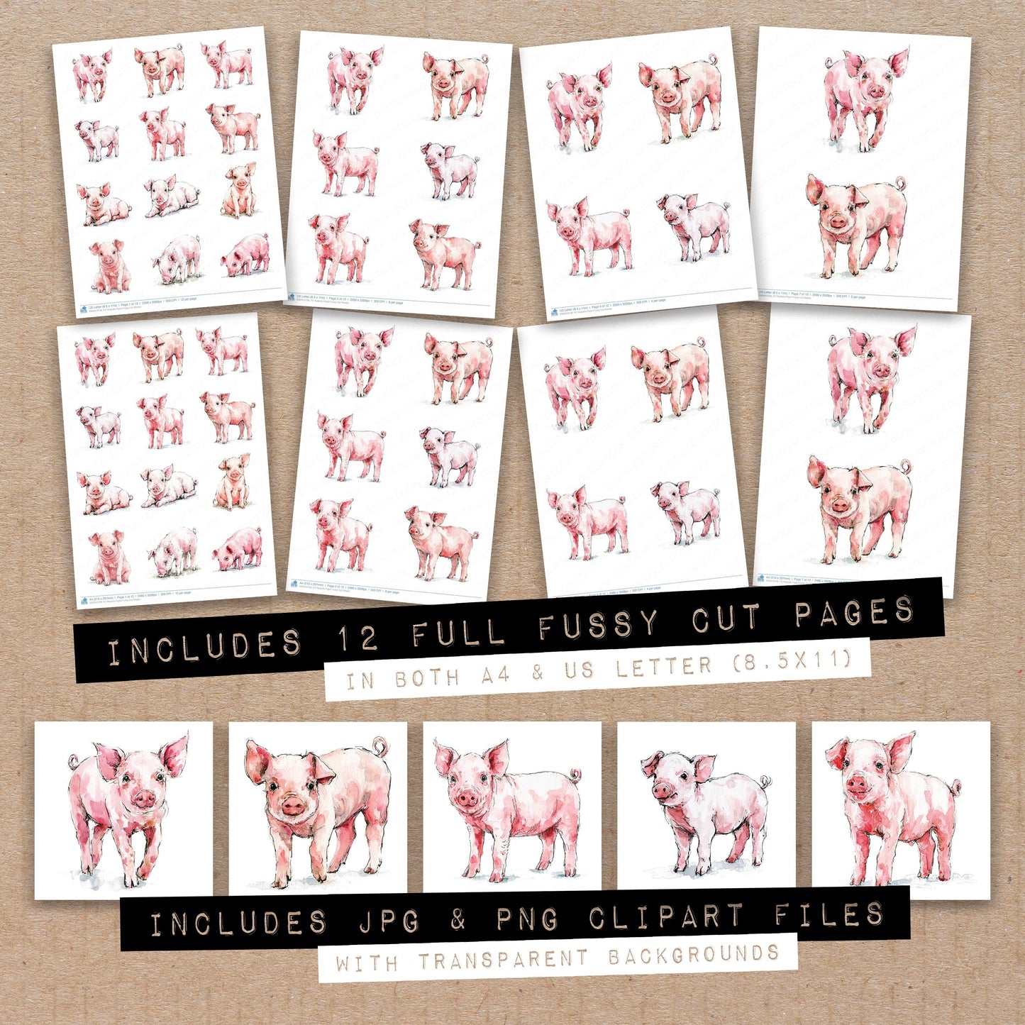 Realistic Piglet Fussy Cut Sheets (DDD013756)