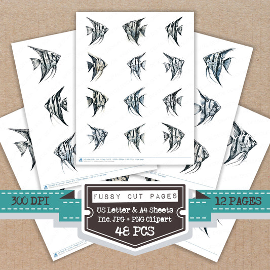 Stylised Angelfish Fussy Cut Sheets (DDD013757)