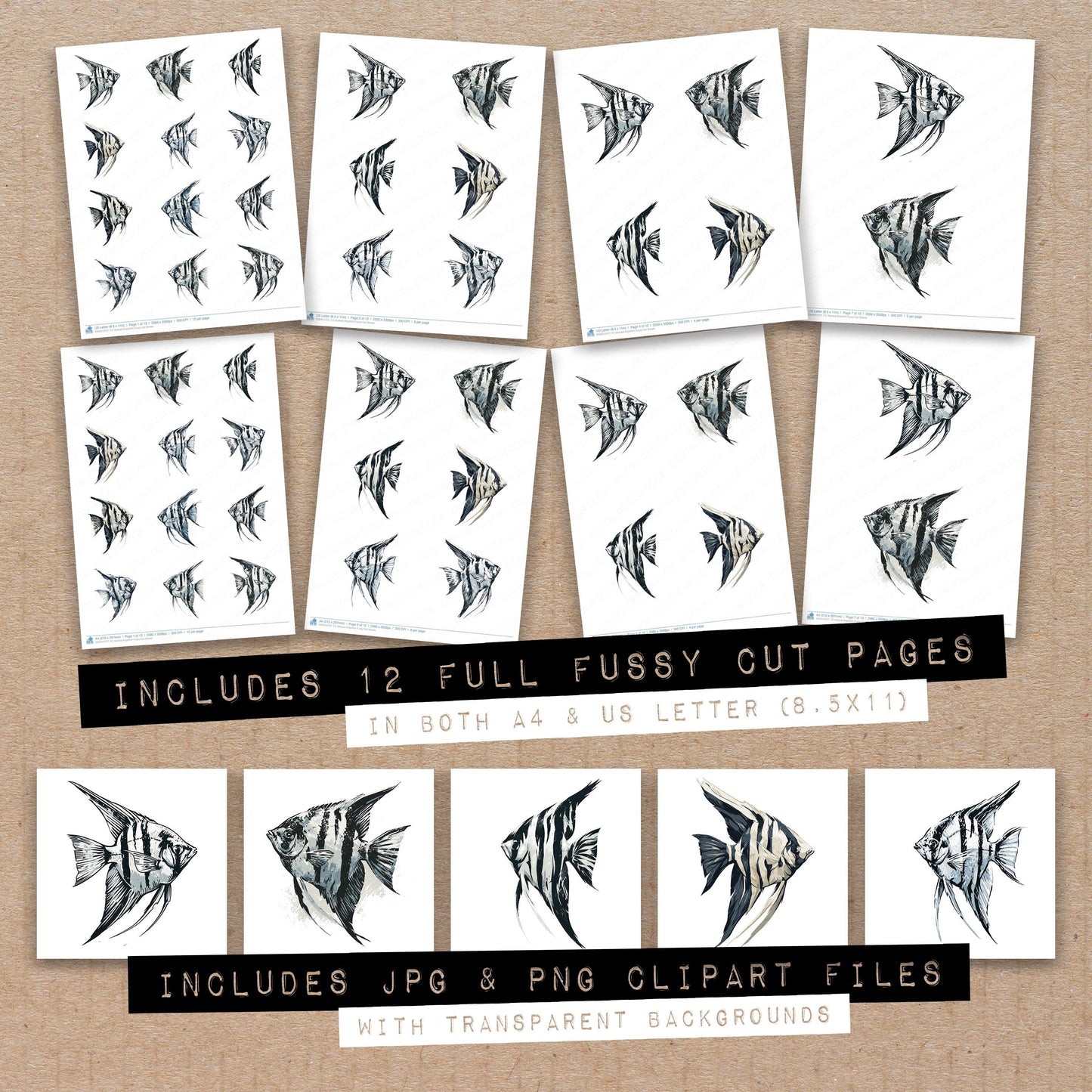 Stylised Angelfish Fussy Cut Sheets (DDD013757)