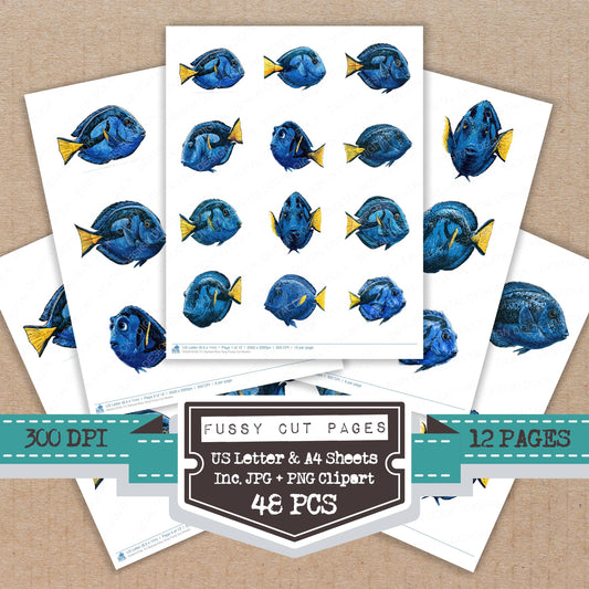 Stylised Blue Tang Fussy Cut Sheets (DDD013758)