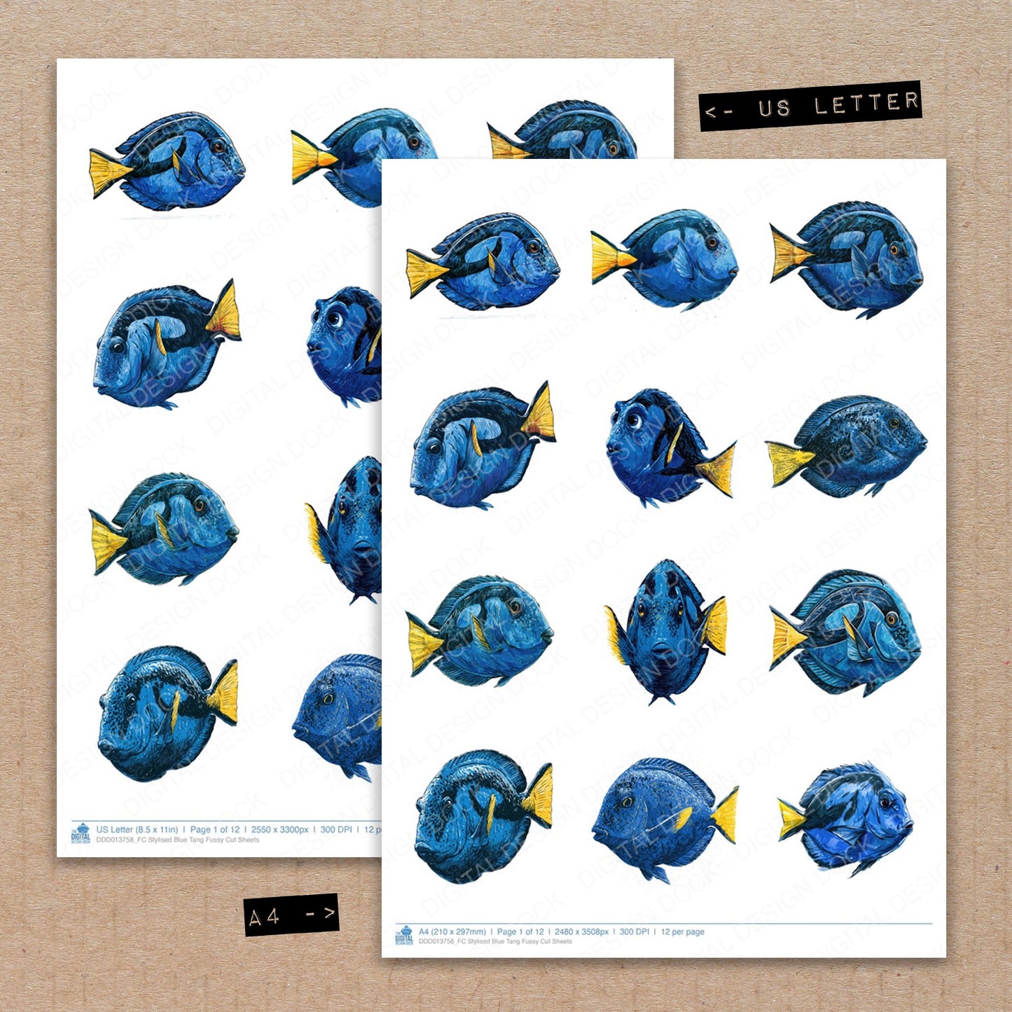 Stylised Blue Tang Fussy Cut Sheets (DDD013758)