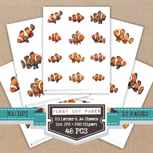 Stylised Clownfish Fussy Cut Sheets (DDD013759)