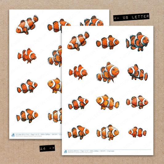 Stylised Clownfish Fussy Cut Sheets (DDD013759)