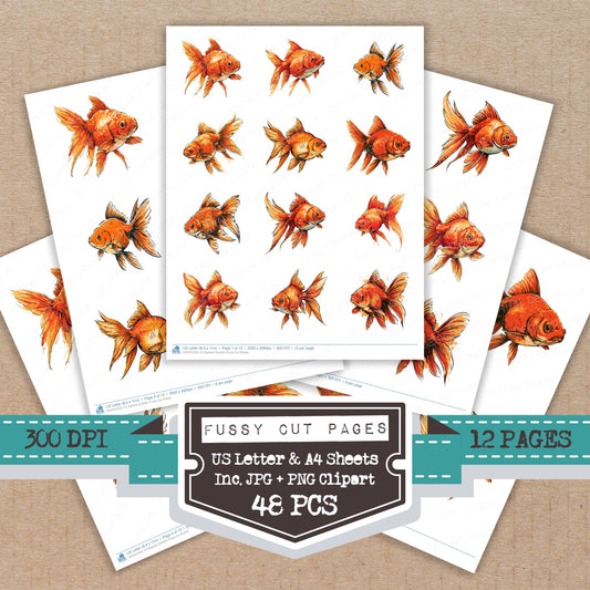 Stylised Goldfish Fussy Cut Sheets (DDD013760)
