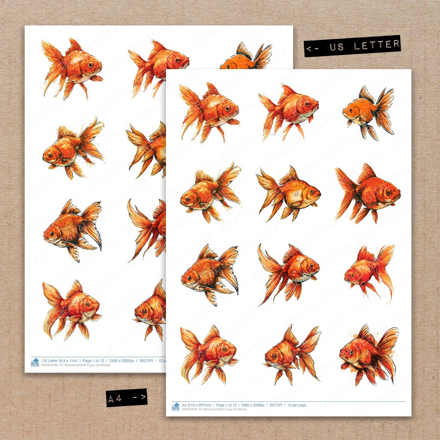 Stylised Goldfish Fussy Cut Sheets (DDD013760)