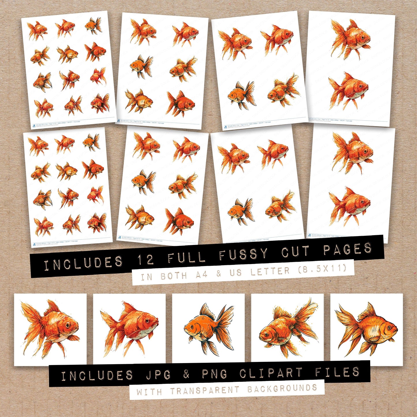 Stylised Goldfish Fussy Cut Sheets (DDD013760)