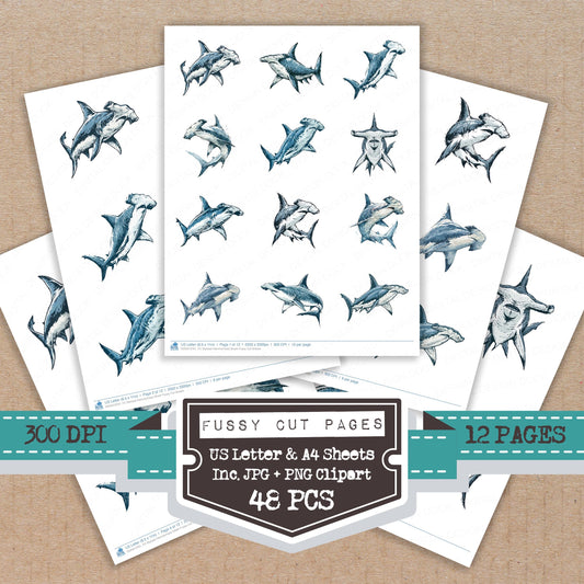 Stylised Hammerhead Shark Fussy Cut Sheets (DDD013761)