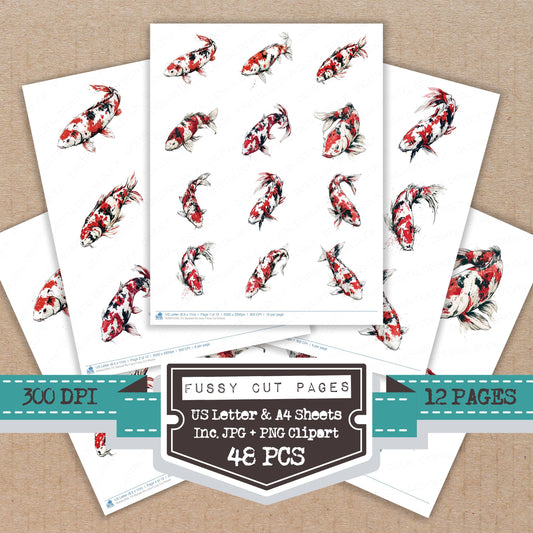 Stylised Koi Carp Fussy Cut Sheets (DDD013762)