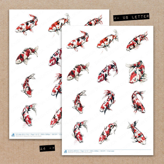 Stylised Koi Carp Fussy Cut Sheets (DDD013762)