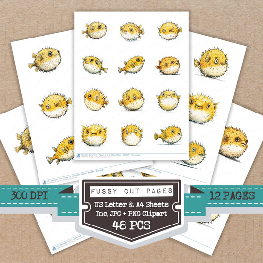 Stylised Pufferfish Fussy Cut Sheets (DDD013763)