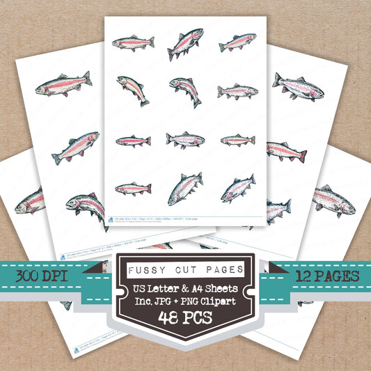 Stylised Rainbow Trout Fussy Cut Sheets (DDD013764)