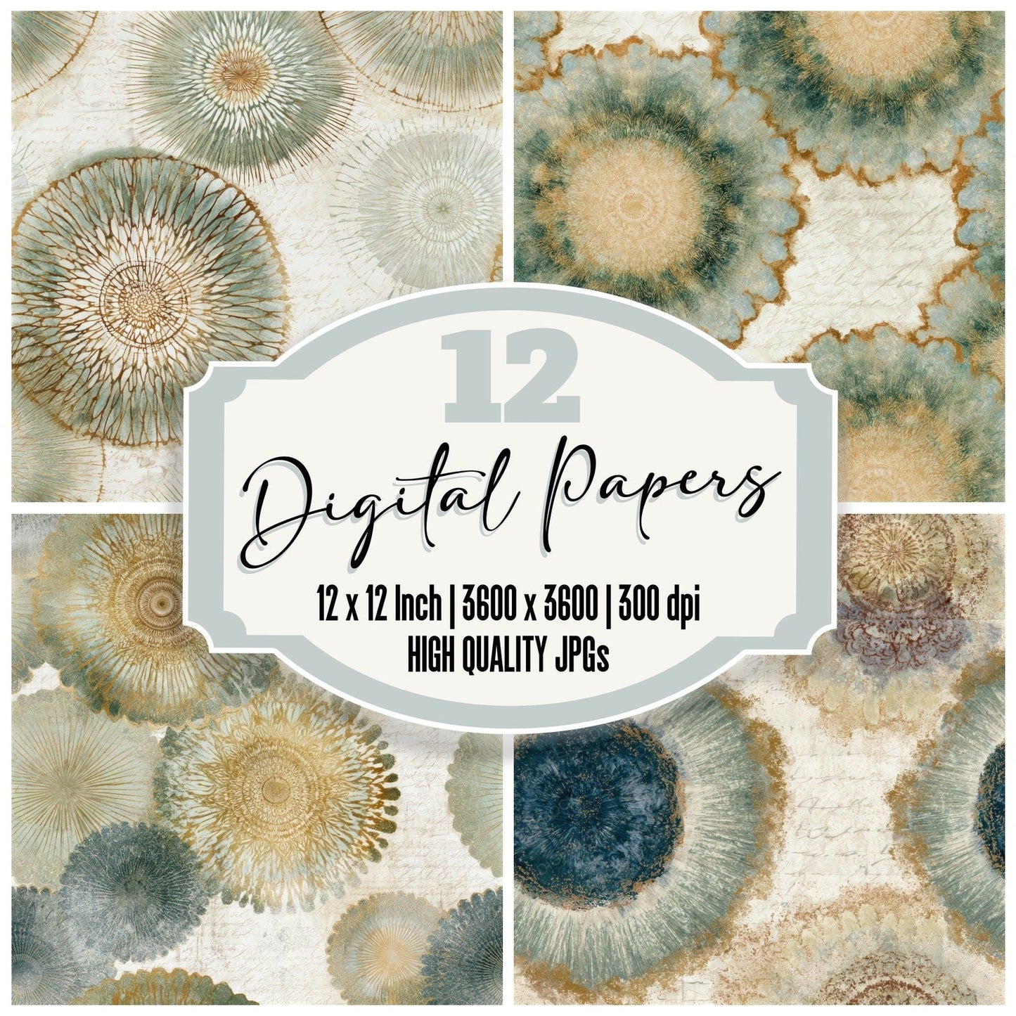Mandala Galaxy Sage Gilded Seamless Digital Paper Pack (DDD013777)