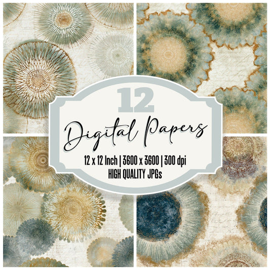Mandala Galaxy Sage Gilded Seamless Digital Paper Pack (DDD013777)