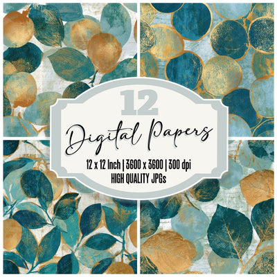 Monoprint Lychee Sea Glass Gold Seamless Digital Paper Pack (DDD013778)