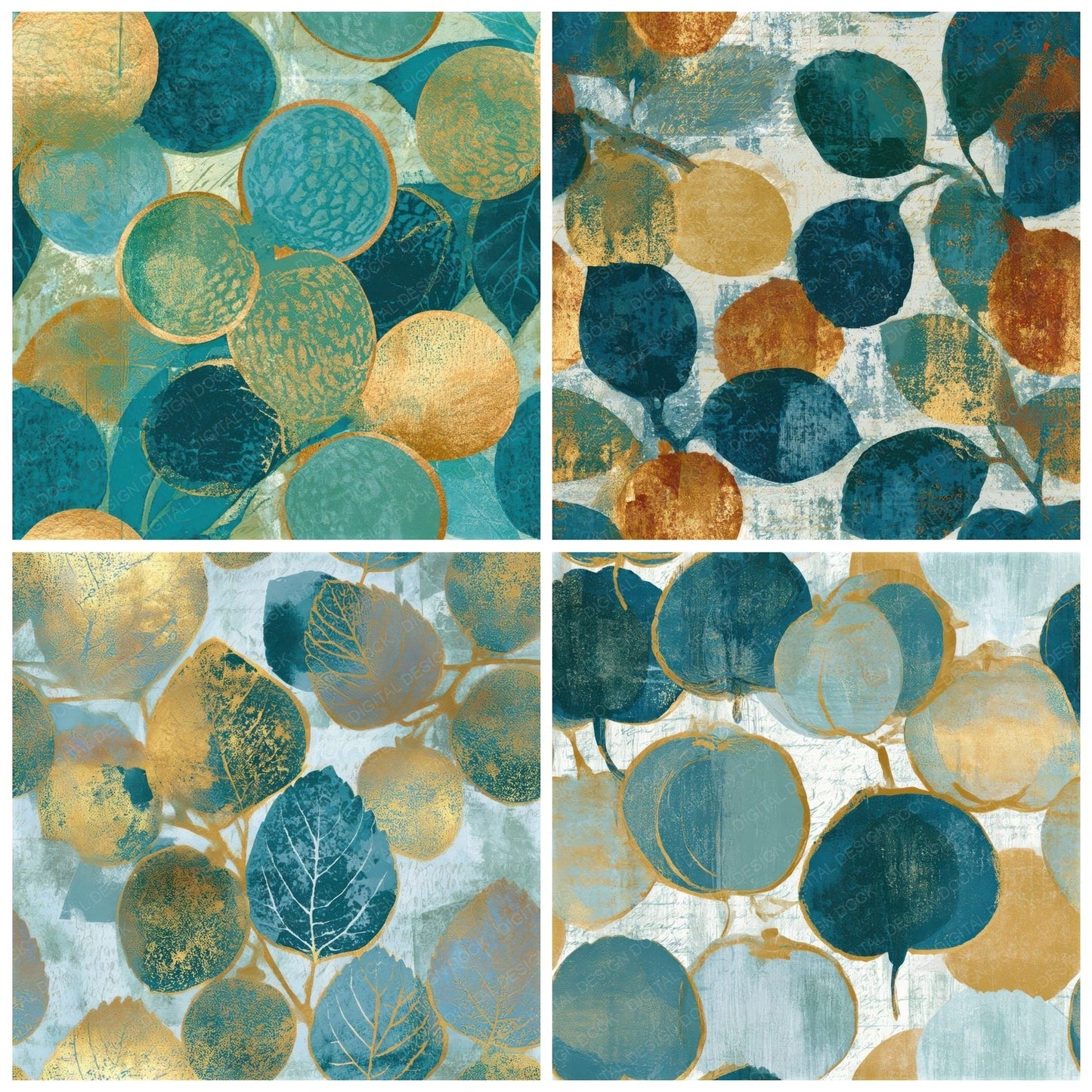Monoprint Lychee Sea Glass Gold Seamless Digital Paper Pack (DDD013778)
