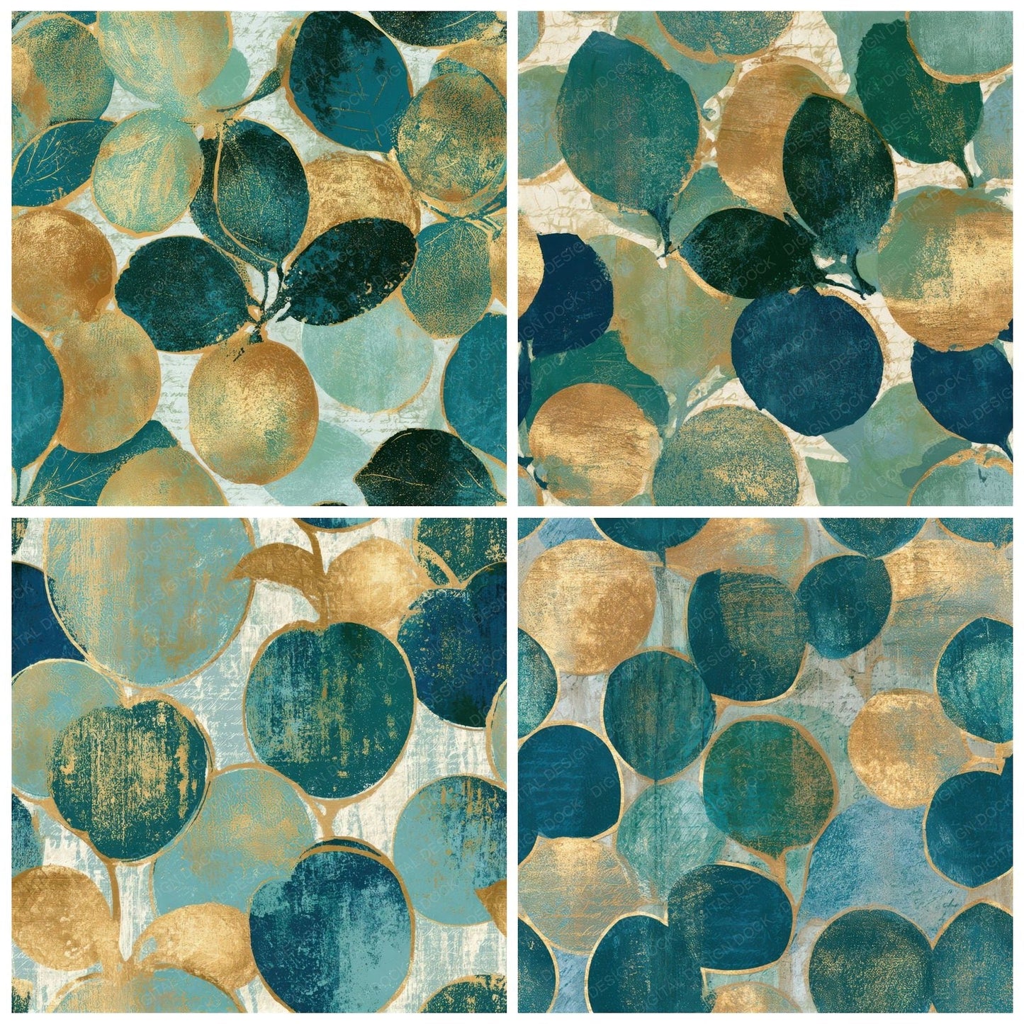Monoprint Lychee Sea Glass Gold Seamless Digital Paper Pack (DDD013778)