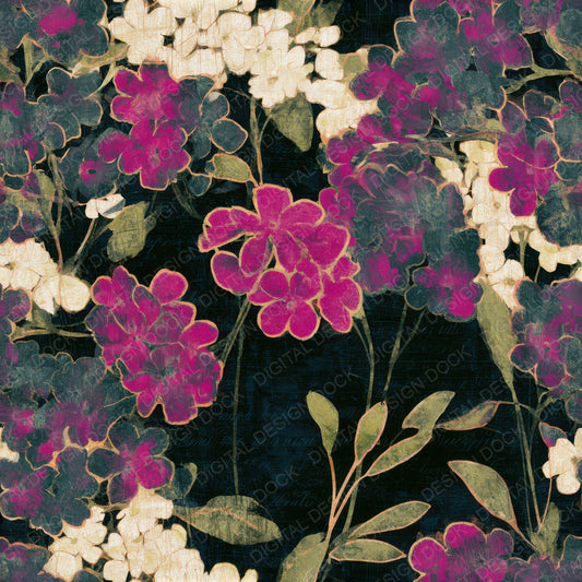 Scratchboard Forget Me Nots Magenta Seamless Digital Paper Pack (DDD013780)