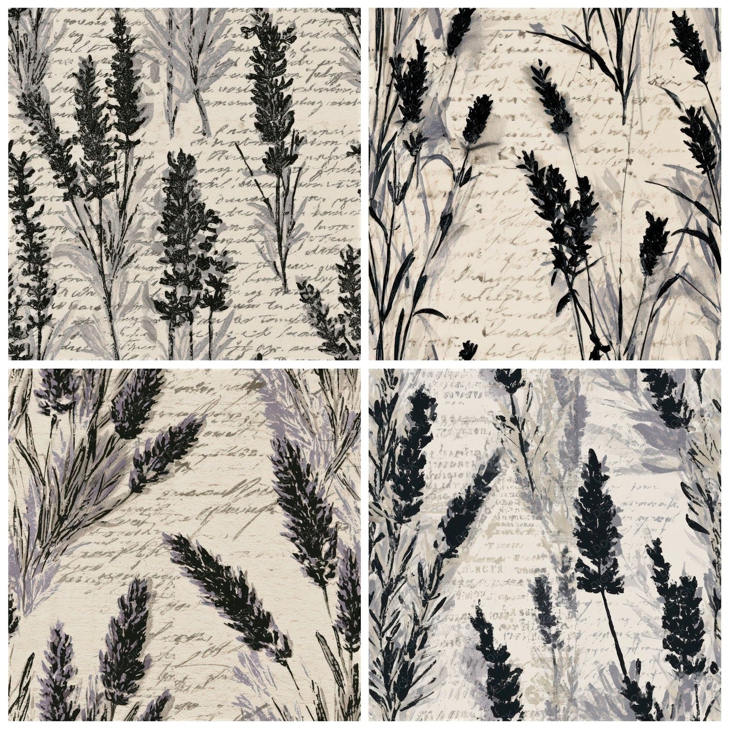 Screenprint Lavender Bone Grey Seamless Digital Paper Pack (DDD013781)