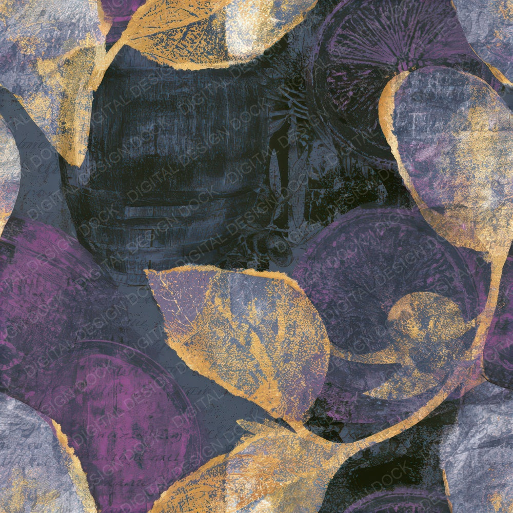 Collage Wine Barrels Purple Silver Seamless Digital Paper Pack (DDD013788)