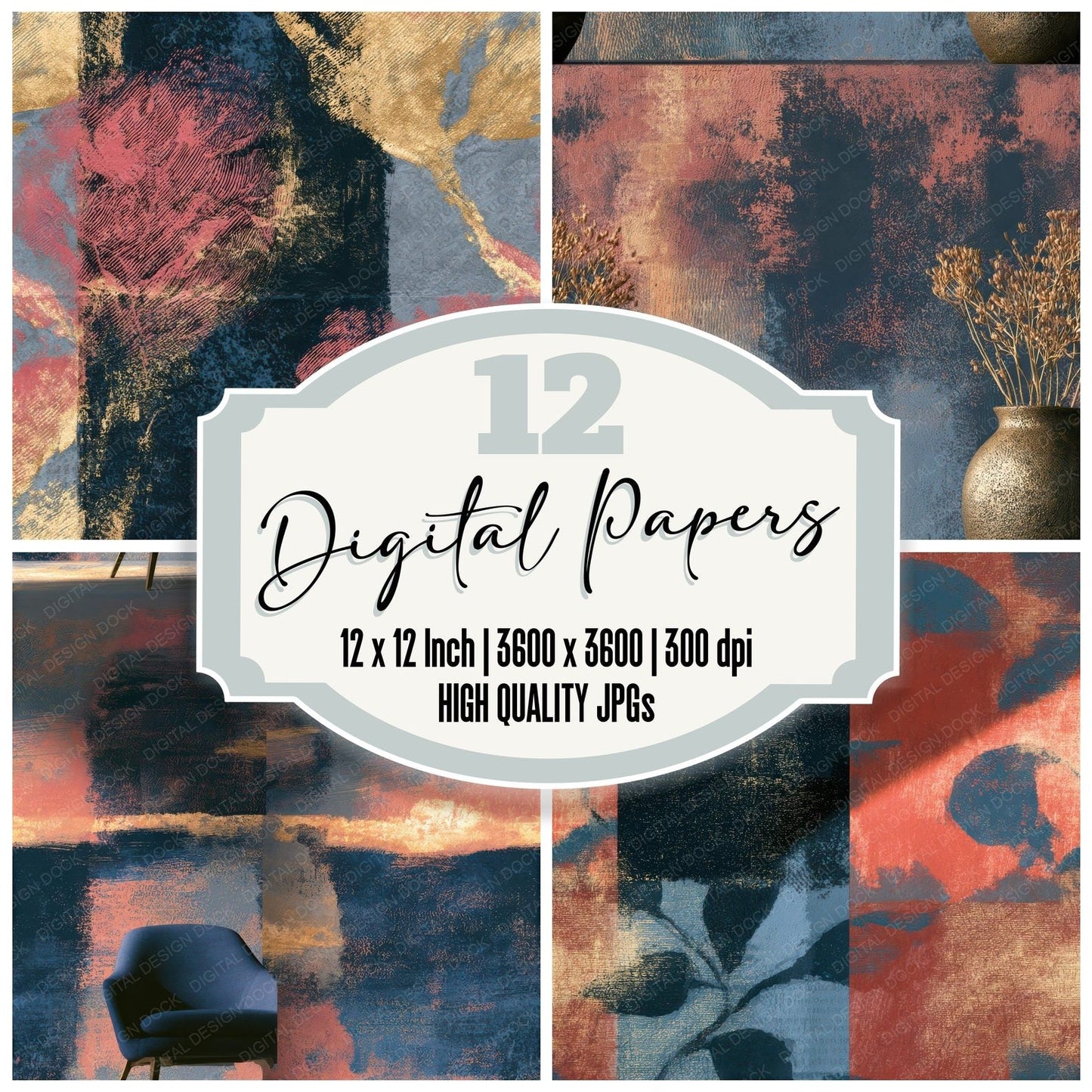 Egg Tempera Jet Dried Rose Tonal Seamless Digital Paper Pack (DDD013789)