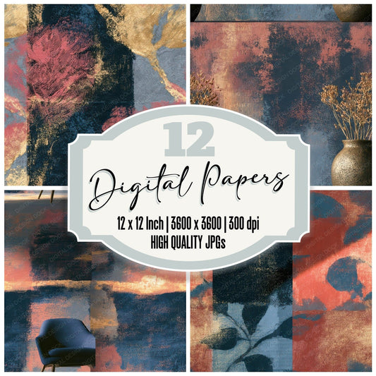 Egg Tempera Jet Dried Rose Tonal Seamless Digital Paper Pack (DDD013789)