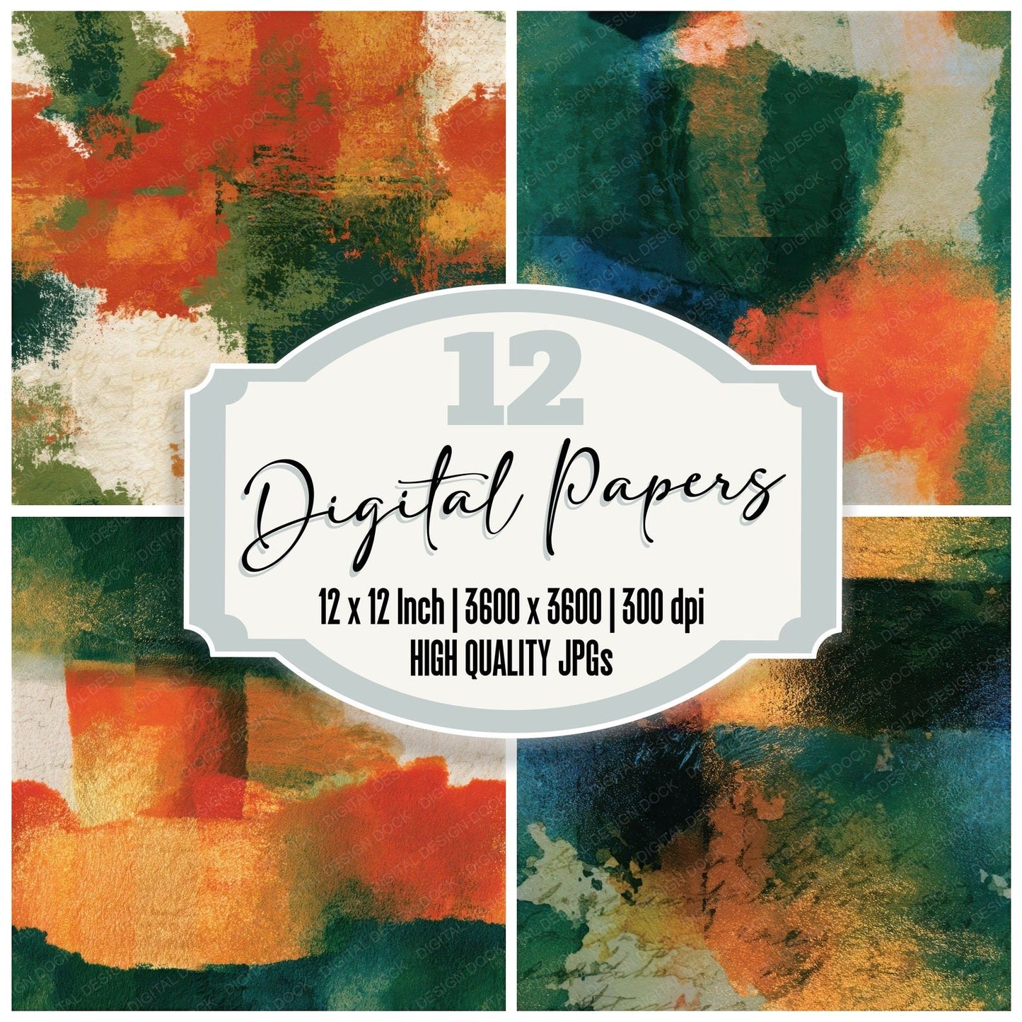 Infrared Avocado Burnt Orange Tonal Seamless Digital Paper Pack (DDD013792)