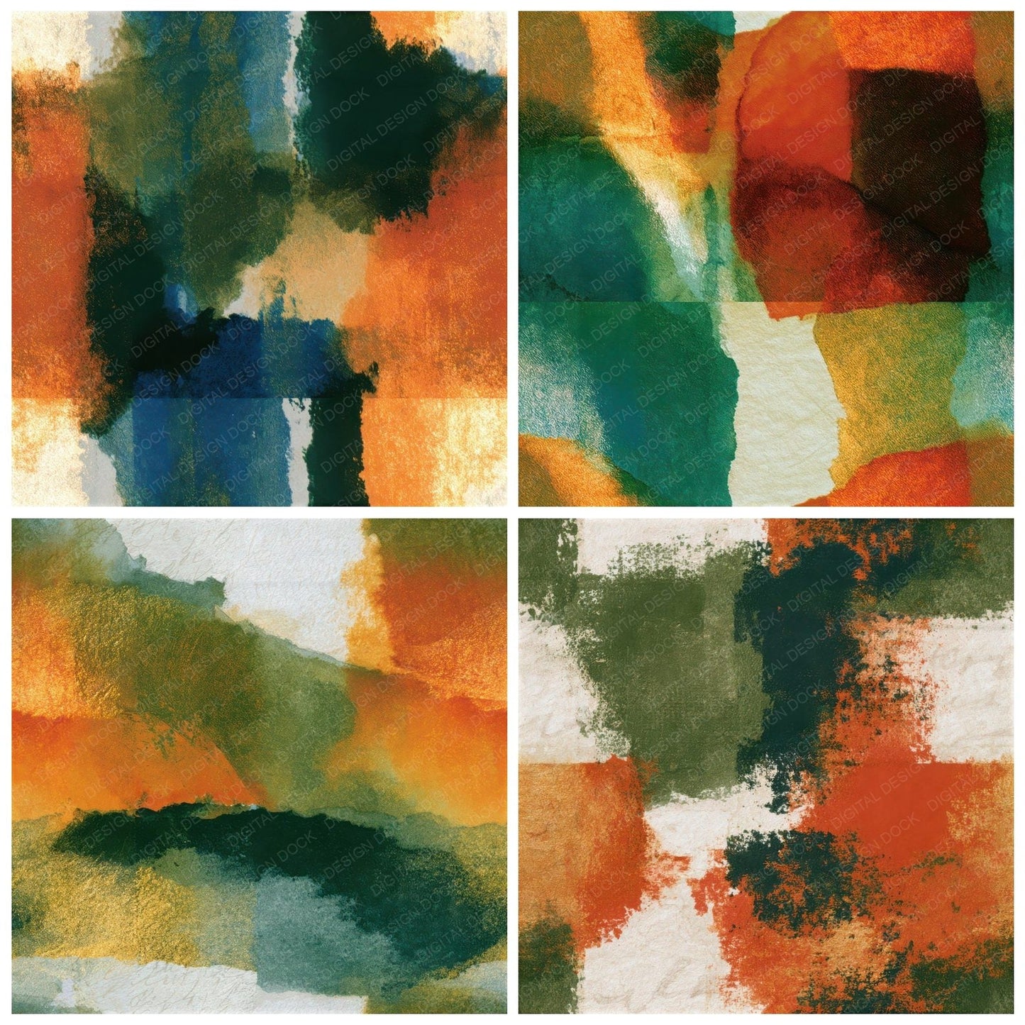 Infrared Avocado Burnt Orange Tonal Seamless Digital Paper Pack (DDD013792)