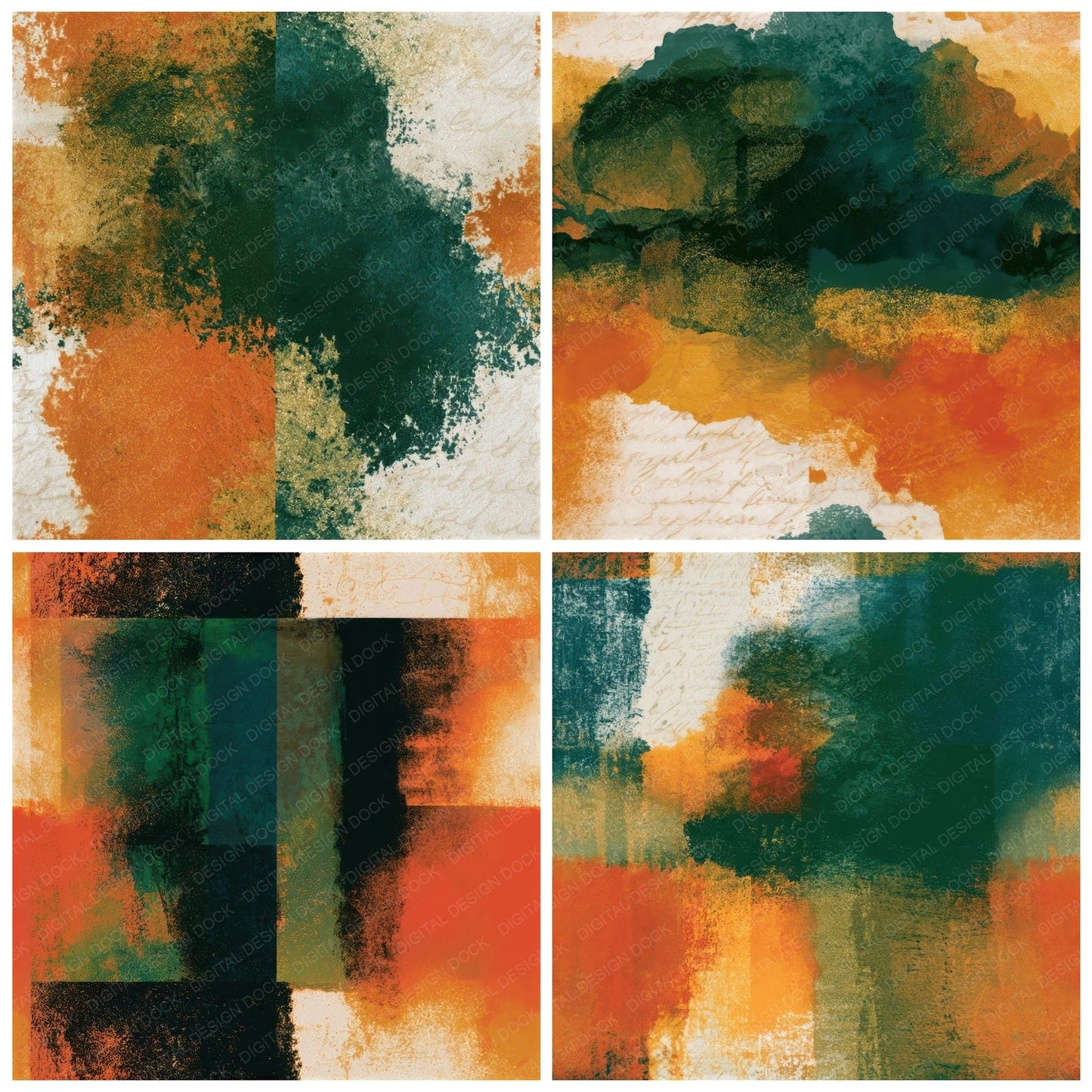 Infrared Avocado Burnt Orange Tonal Seamless Digital Paper Pack (DDD013792)