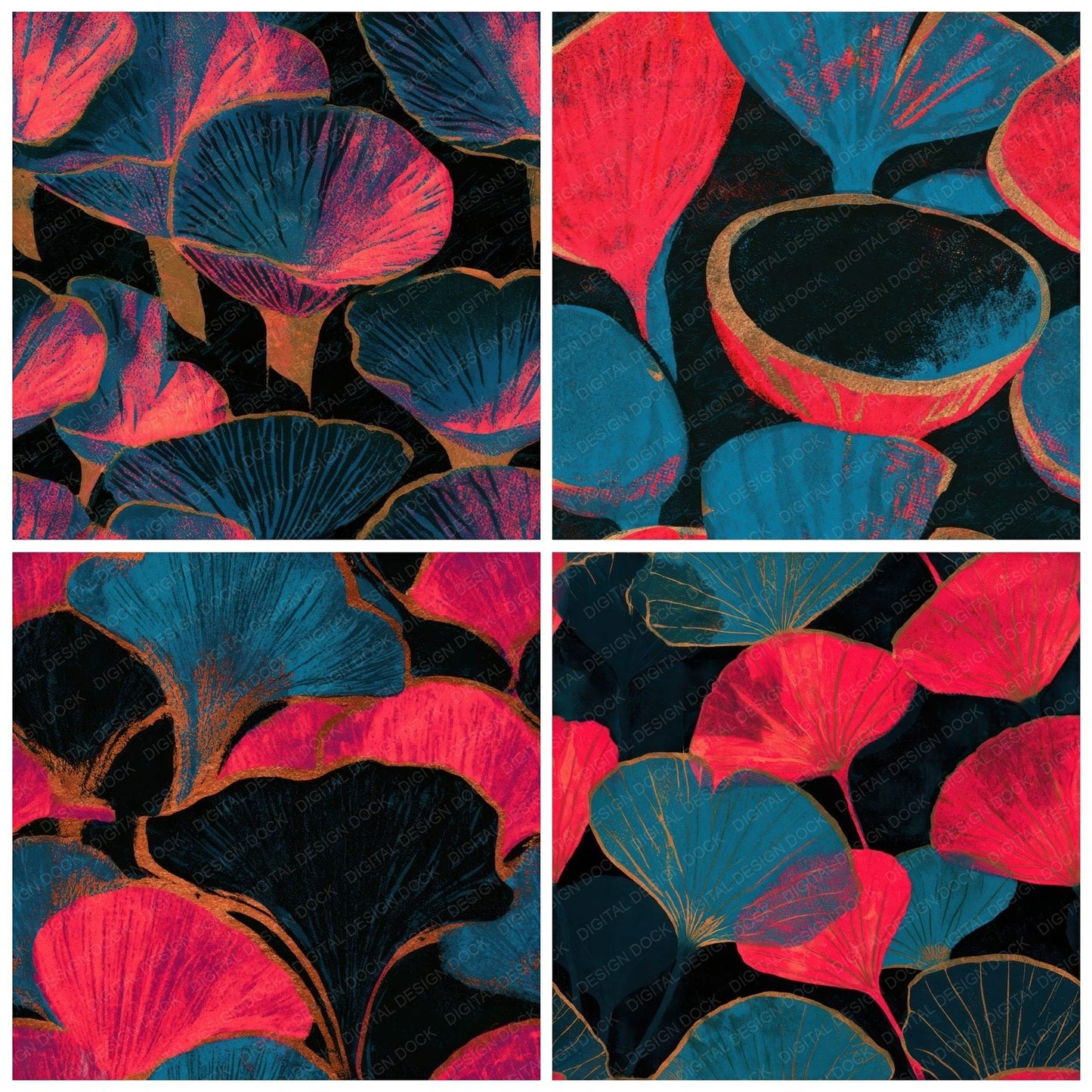 Letterpress Scarlet Elf Cups Pink Seamless Digital Paper Pack (DDD013794)