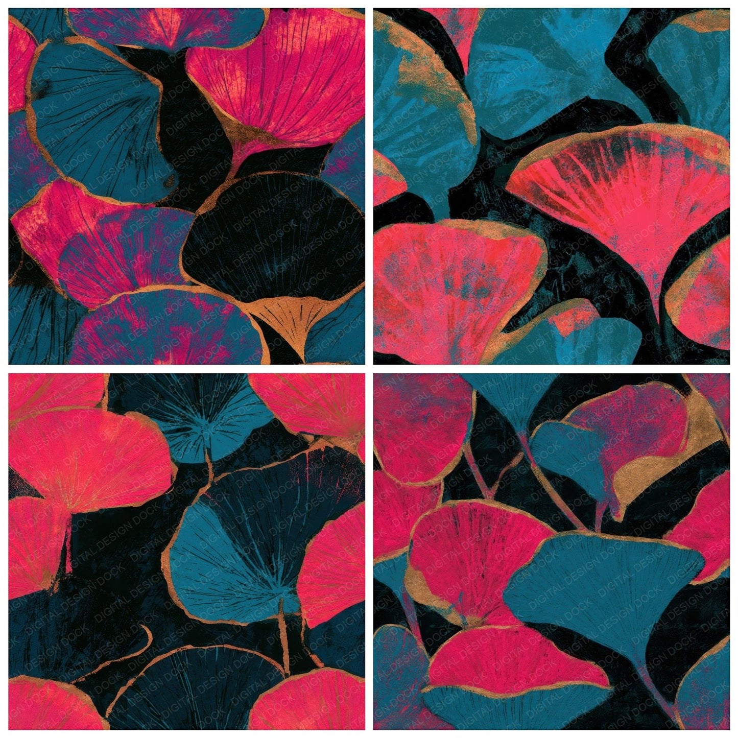 Letterpress Scarlet Elf Cups Pink Seamless Digital Paper Pack (DDD013794)