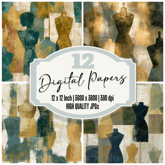 Lithograph Dress Forms Eucalyptus Gold Seamless Digital Paper Pack (DDD013795)