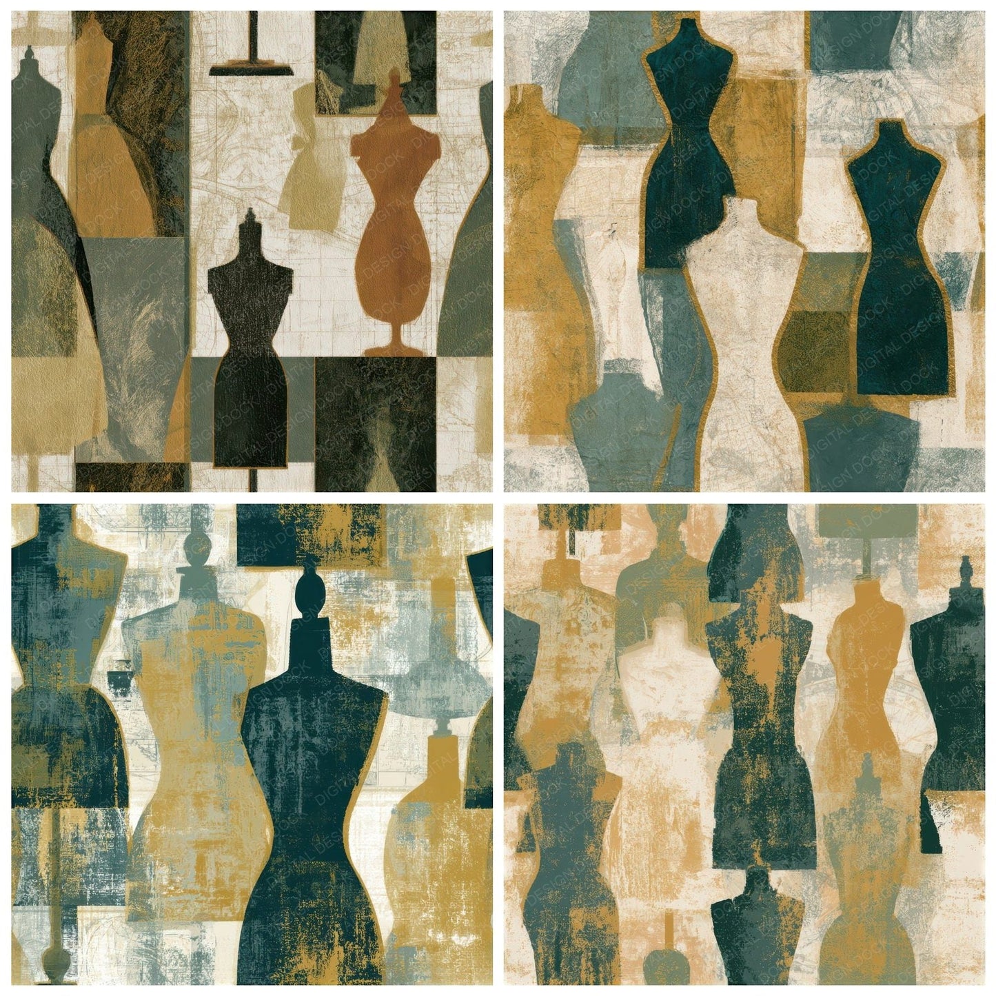 Lithograph Dress Forms Eucalyptus Gold Seamless Digital Paper Pack (DDD013795)